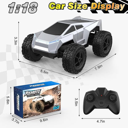 1:18 Scale Remote Control Car Truck 2.4GHz All-Terrain RC Car Toy with LED Lights Boy Toys Monster RC Trucks Birthday Gifts for 4 5 6 7 8 9 10 Year Old Boys Age 4-6 6-8 8-12
