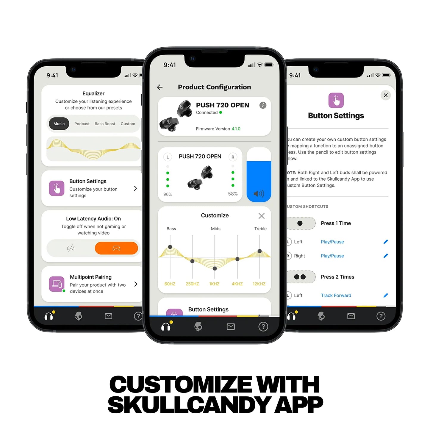 Skullcandy Push 720 Open Wireless Open Ear Bluetooth Earbuds, Headphones, Waterproof, Clip-On Lightweight Design, 30 Hours Battery, Wireless Charging Pouch, Microphone for iPhone Android - Bone