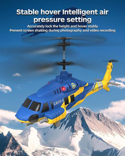 RC Helicopter with 10 Missiles 2.4GHz Army Remote Control Helicopter for Beginners and Adults Military Helicopter LED Lights Altitude Hold One-Key Take Off RC Toys (Blue)