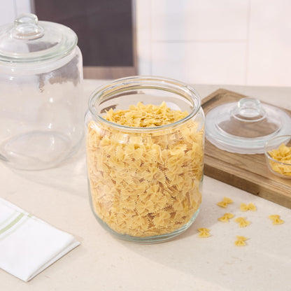 Restaurantware Glass Jar - 4 Count - Vetri 2 Gallon Glass Storage Jar, With Lid, Clear, Dishwasher-Safe - Storage Container For Flour, Coffee Beans, Kitchen Organization