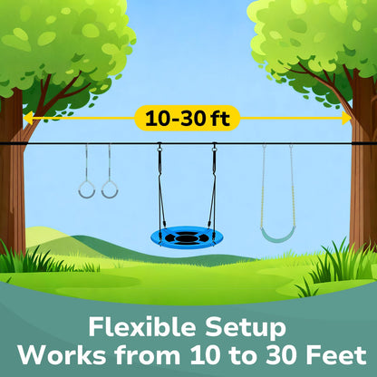 Hapfan Slackline Swing Sets for Backyard, 40" Saucer Swing Set Between Trees, Outdoor Play Equipment for Kids and Adults Backyard
