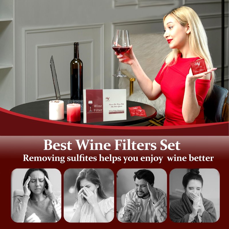 18 Pack Wine Filters, Wine Purifier To Remove Sulfite And Histamine, Wine Lover Accessories Valentine's Day Party Gifts for Men Women Him Mother Father Girlfriend Boyfriend Wife