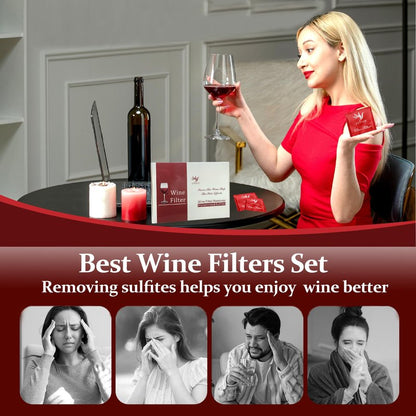 18 Pack Wine Filters, Wine Purifier To Remove Sulfite And Histamine, Wine Lover Accessories Valentine's Day Party Gifts for Men Women Him Mother Father Girlfriend Boyfriend Wife