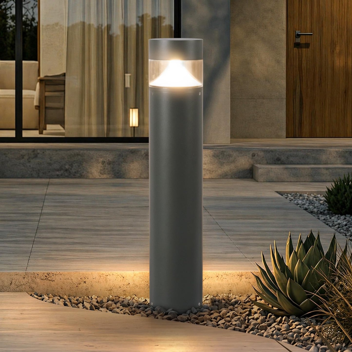 Linkmoon 31.5'' Outdoor Pathway Lights Hard Wired, IP65 Waterproof Driveway Lights, AC100-240V Path Light, 3000K LED Bollard Light Outdoor, Modern Landscape Lighting for Walkway Garden Lawn Patio Yard
