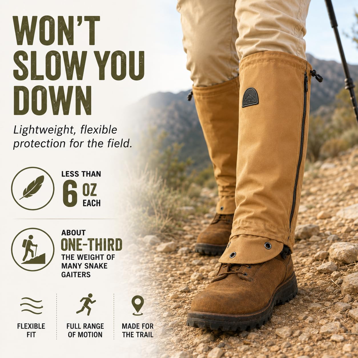 TurtleSkin Snake Gaiters, Lightweight & Waterproof Snake Guards for Men & Women, Durable Reversible Snake Chaps for Hunting,Tactical & Survival Gear – Camo/Khaki