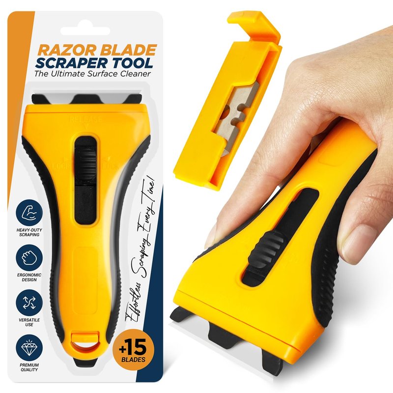 Scraper Tool with 15 Extra - Oven Scraper Tool Non Scratch, Hob Scraper, Glass Scraper for Windows, Paint Scraper, Window Scraper, Scraper for Cleaning, Kitchen Scraper, Oven Glass Cleaner