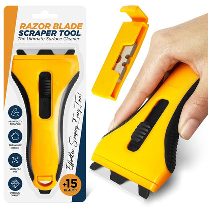 Scraper Tool with 15 Extra - Oven Scraper Tool Non Scratch, Hob Scraper, Glass Scraper for Windows, Paint Scraper, Window Scraper, Scraper for Cleaning, Kitchen Scraper, Oven Glass Cleaner