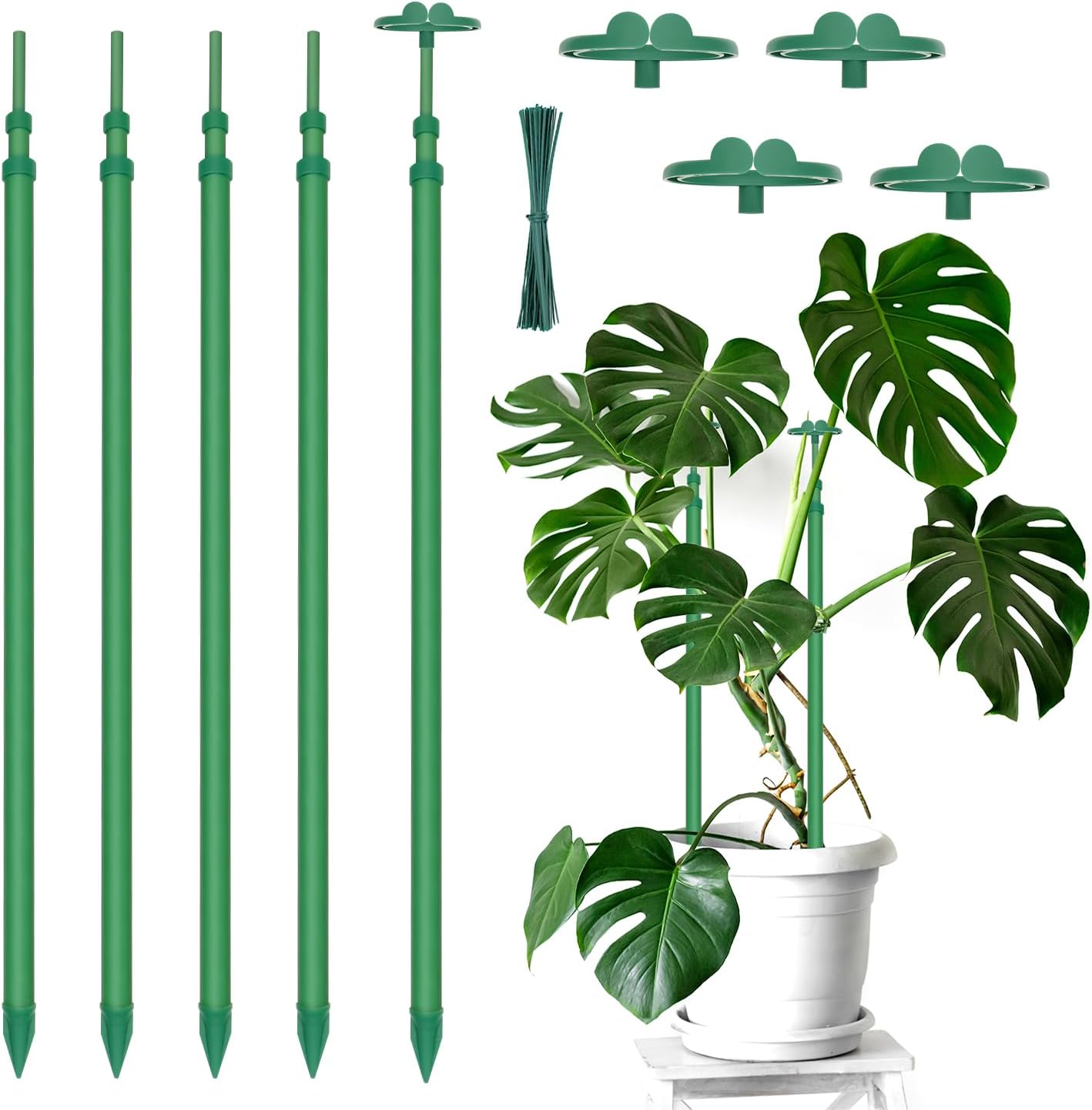 Skiennix Extendable Plant Stakes - Adjustable 17.9IN to 42.3IN Support for Orchids & Vines | 5-Pack