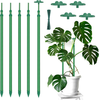 Skiennix Extendable Plant Stakes - Adjustable 17.9IN to 42.3IN Support for Orchids & Vines | 5-Pack