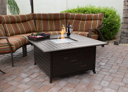 Hiland F-1108-FPT 42,000 BTU Aluminum Propane Fire Pit Inlaid, Large, Bronze