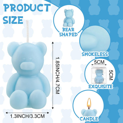 Hoolerry 30 Pcs Baby Shower Favors Mini Bear Candles Party Favors with Boxes Handmade Bear Shaped Candles Bulk for Baby Shower Boys Girls Wedding Gender Reveal Party Guest (Light Blue)
