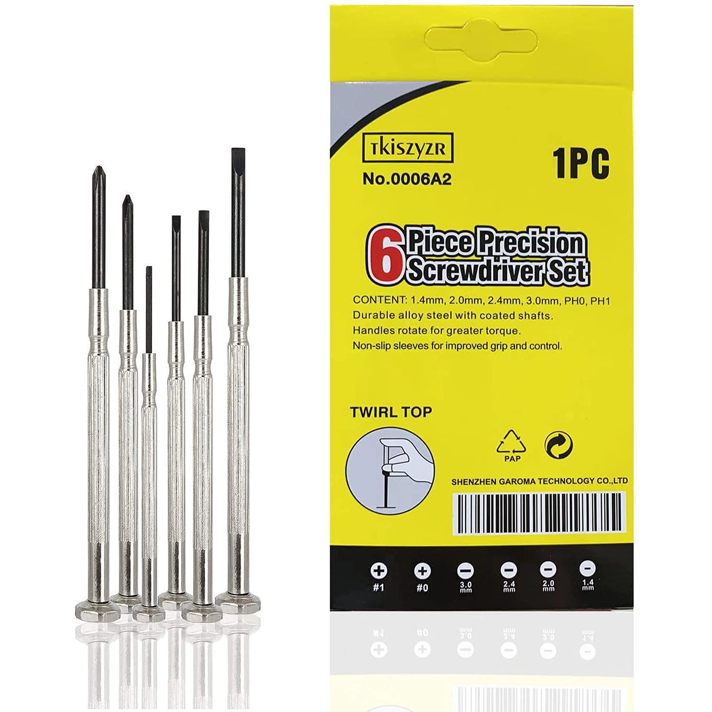 6Pcs Small Screwdriver Set, Mini Screwdriver Set, Eyeglass Repair Screwdriver with 6 Different Size Flathead and Philips Screwdrivers, Ideal for Watch, Jewelers