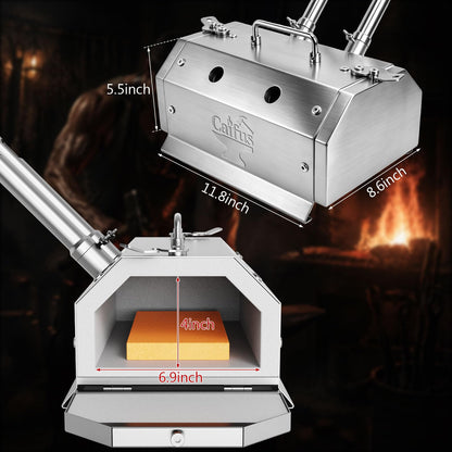 Caifus 2 Burner Propane Forge with Double Doors, Portable Gas Blacksmith Forge Kit with Gas Ball Valve and 30PSI Regulator, Knife Making and Metalworking Blacksmithing Tools for Beginners