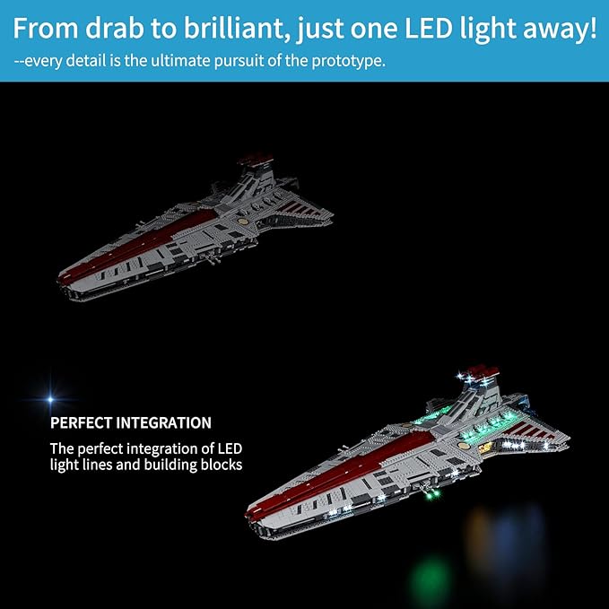 BrickSoul Led Light Kit for Venator Compatible with 75367 Light Kit Light Up Your Star Wars Star Destroyer Building Set - RC Version