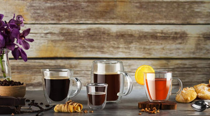 JoyJolt Javaah Double Walled Espresso Glasses Espresso Cups Set of 4 | 2-Ounces