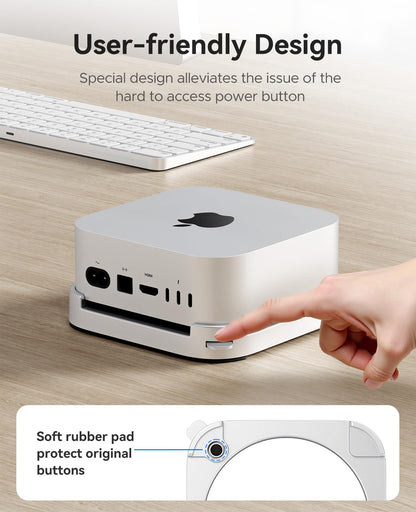 ORICO Stackable Mac mini Stand - Modular Interlocking Design, 360° Ventilation & Premium ABS Silver Finish, Space-Saving Stand for M4 or M4 Pro Mac mini-ST02