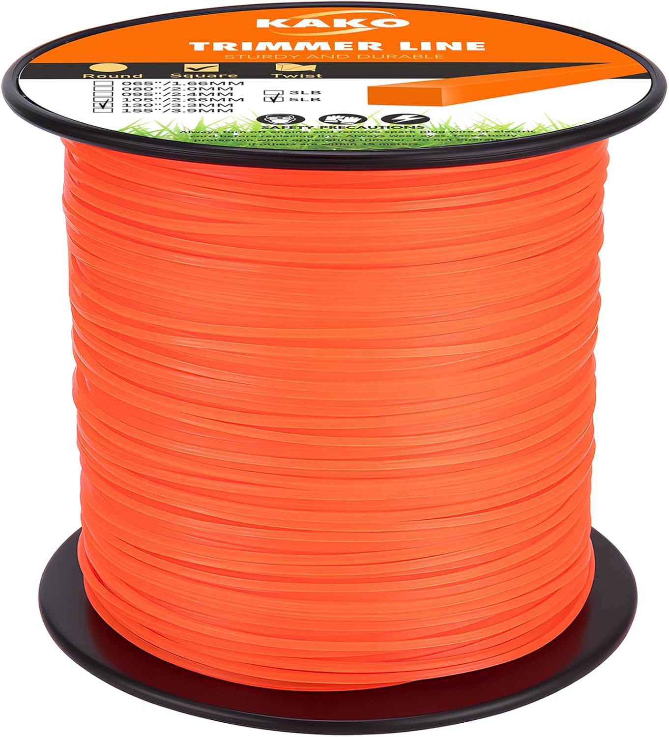 KAKO 130 Trimmer Line - Durable .130 Inch Square Weed Eater String | 720 Ft | Commercial Nylon