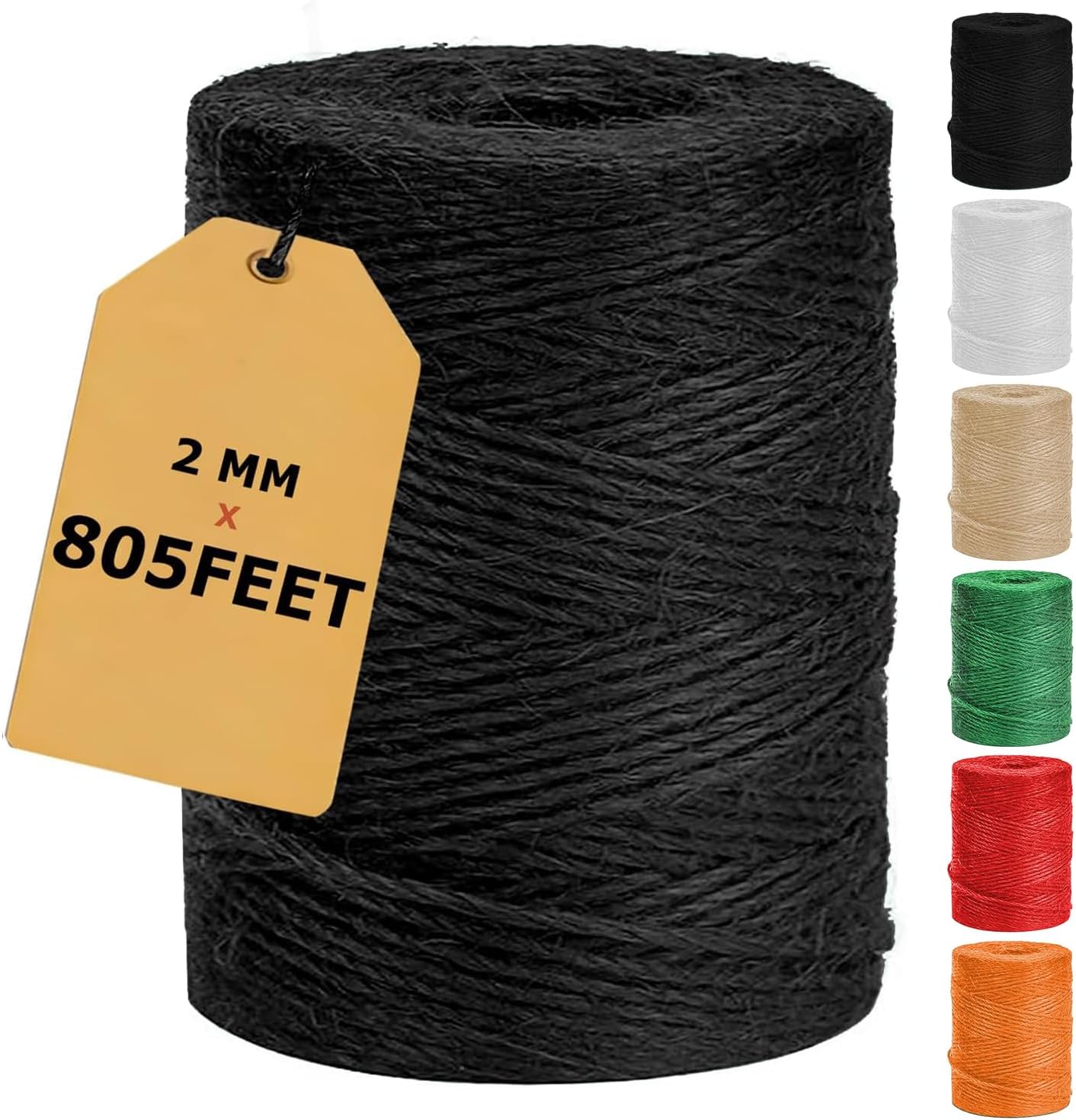 Vanhench Black Twine String - 805ft Hemp Jute Rope for Crafts, Gift Wrapping & Decorations