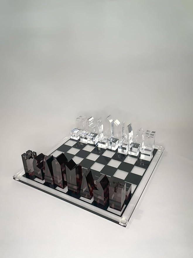 Luxury Acrylic Chess Set Sophisticated Stylish Design Multiple Colors Available (Clear/Gray-Smoke)