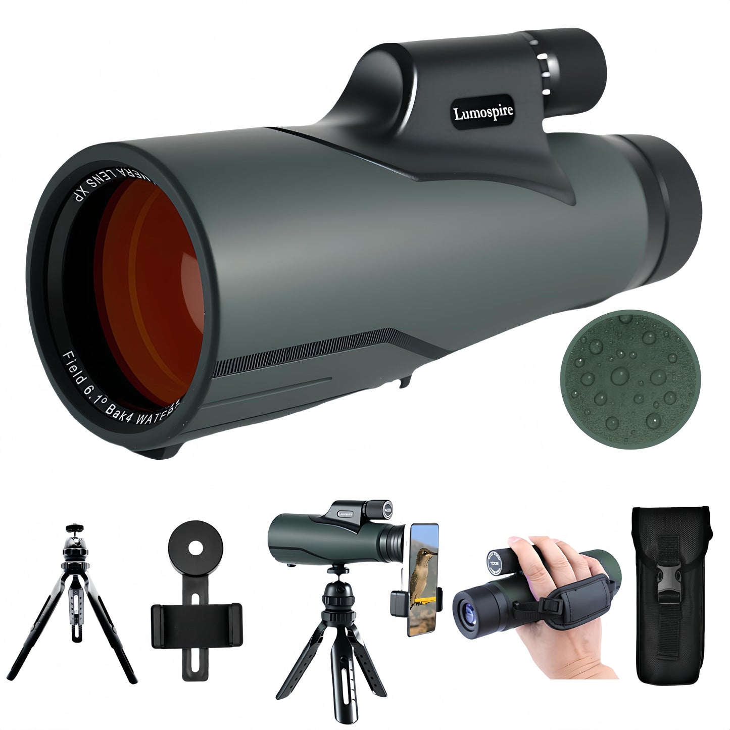 16x56 High Powered Monoculars for Adults – HD BAK4 FMC Long-Range Monocular Telescope, IPX7 Waterproof with Smartphone Adapter & Tripod for Bird Watching, Hunting, Hiking & Camping, Gift Set