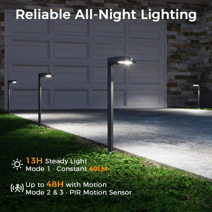 XMCOSY+ Solar Pathway Lights with Motion Sensor 6 Pack, 300LM Metal Solar Lights Outdoor Waterproof, 3 Modes Landscape Lighting for Garden, Backyard, Outside, Path (Warm/Cool White)
