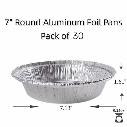 WHDepot 8'' Inch Round Tin Foil Pans Disposable Aluminum Pans with Clear Lids (30 Pack), Freezer & Oven Safe - For Baking, Cooking, Storage, Roasting, & Reheating, Recyclable, Pack of 30