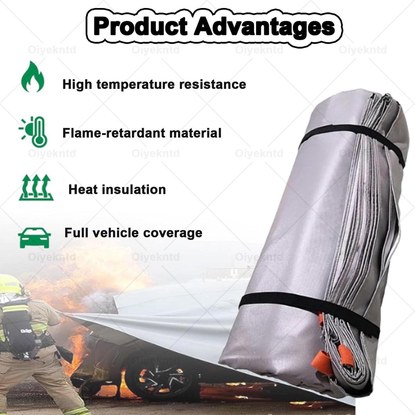 MDYHY Fire Blanket for Vehicles, Reusable Flame Retardant, Silicone Coated Emergency Fire Suppression Blanket for Home, Office & Caravan, 4m x 6m (13.1ft x 19.7ft)