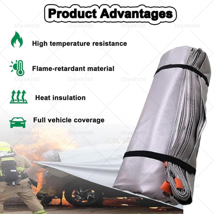 MDYHY Fire Blanket for Vehicles, Reusable Flame Retardant, Silicone Coated Emergency Fire Suppression Blanket for Home, Office & Caravan, 4m x 6m (13.1ft x 19.7ft)