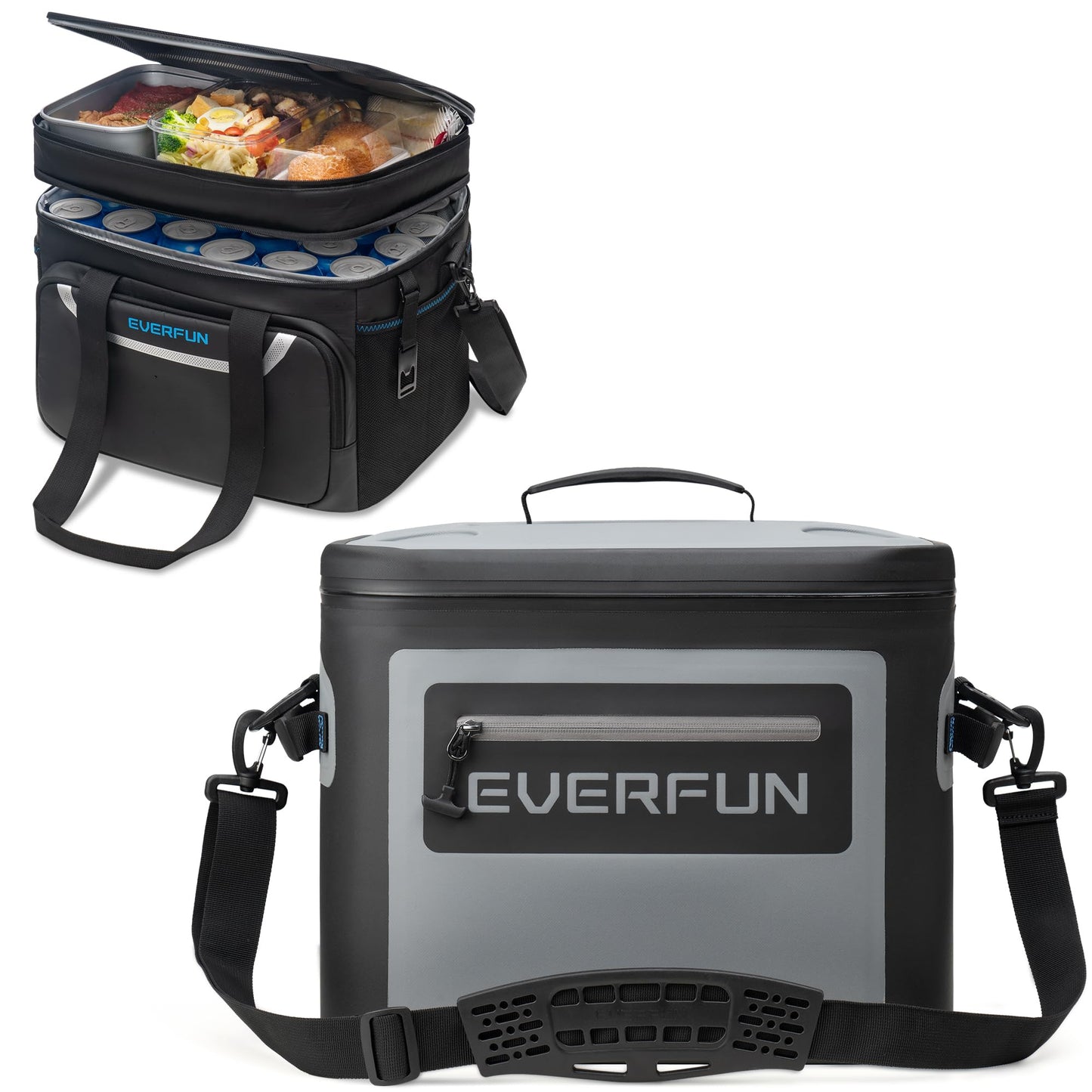 EVERFUN Soft Cooler，Portable Insulated Small Cooling Lunch Box for Men and Women, Leakproof Ice Chest Bag for Travel, Beach, Camping, Beverage, Boating, Fishing, Tailgating, Work and Picnic