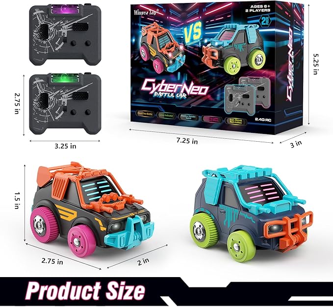 RC Cars 2 Pack Remote Control Combat Cars: 2.4G Rechargeable | 360° Interactive Shooting Battle | Family Parent-Child and Party Fun | Toy for 6+ Year Old Boys Girls