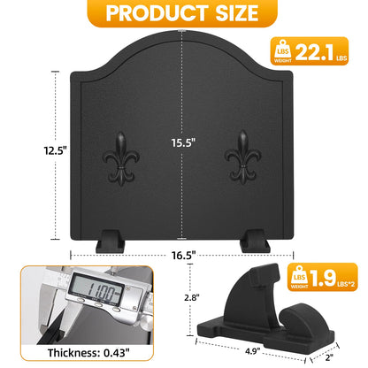 Bundle of Firewood Carrier, and 16.5" Firebacks for Fireplace, Steel Fireplace Back Plates with Feet