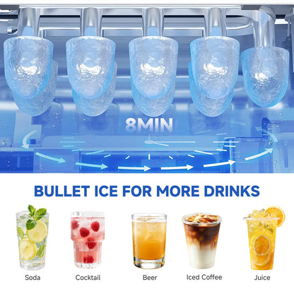 Pocicoll Countertop Ice Maker Machine, 26lbs in 24Hrs, 9 Ice Cubes Ready in 8 Mins, Auto-Cleaning Portable Ice Maker with Basket and Scoop, for Home/Kitchen/Camping/RV (Black)