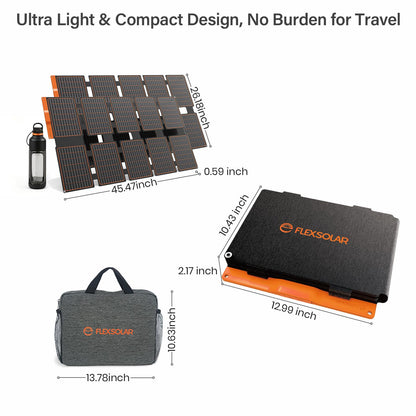 FlexSolar 2 PCS 100W Portable Solar Panels Chargers with PD3.0 USB-C,QC3.0 USB-A and DC Outputs Foldable IP67 Waterproof Power Emergency Camping