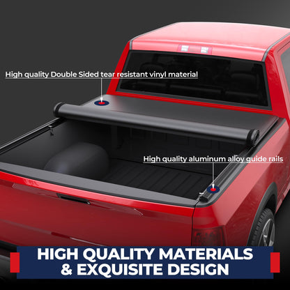 MOSTPLUS Roll-Up Soft Vinyl Truck Bed Tonneau Cover Compatible with 2002-2018 Dodge Ram 1500 2003-2023 Ram 2500 3500 No RamBox On Top (6.4/6.5 FT Feed Bed) Fleetside-Only fit 2019-2023 Classic