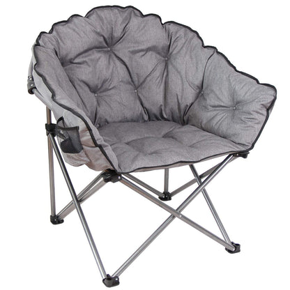 ARROWHEAD OUTDOOR 500lb Portable Folding Double Duo Camping Chair Loveseat Bundle with MacSports 375lb Padded Cushion Outdoor Folding Lounge Patio Club Chair, Gray