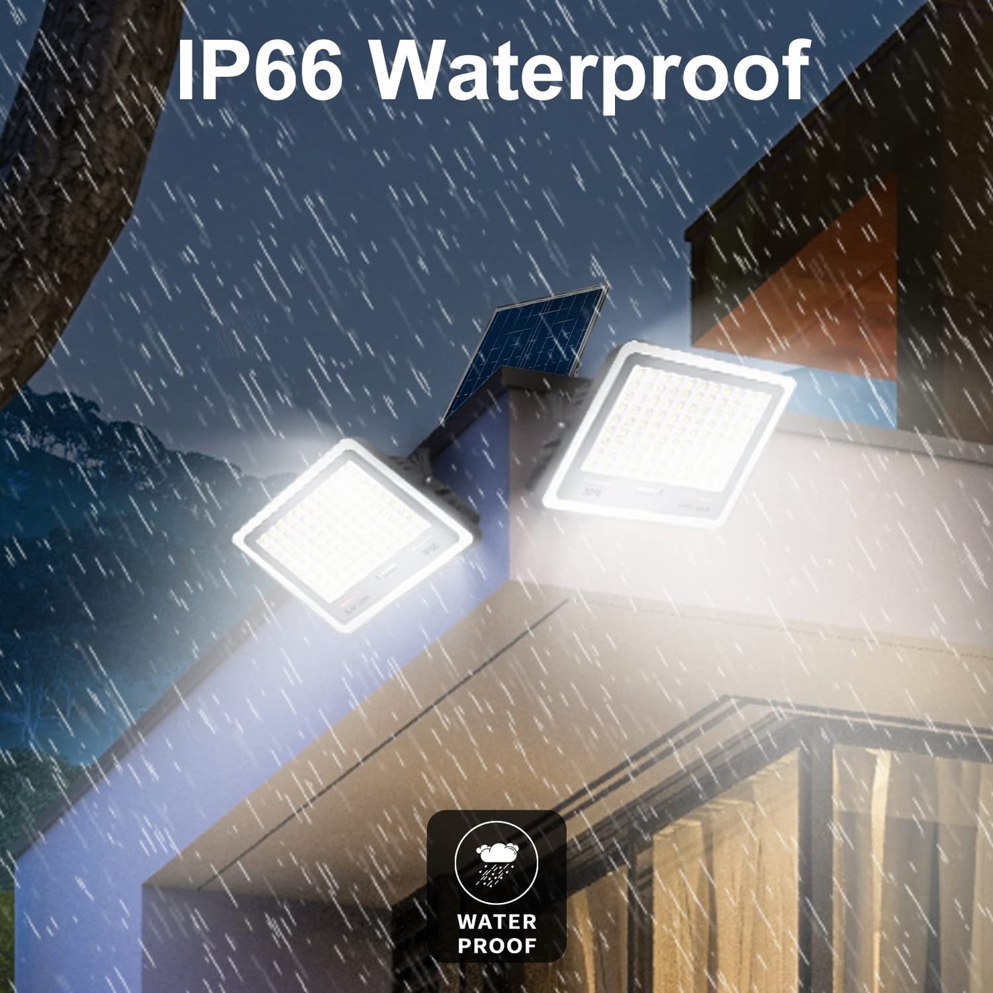 300W Solar Flood Lights Outdoor, 2-Pack 30000LM Dimmable Solar Security Lights with Remote, 3000K-7000K Color Changing, 20000mAh Battery, Dusk to Dawn, IP66 Waterproof, for Yard, Barn, Garage, Pool