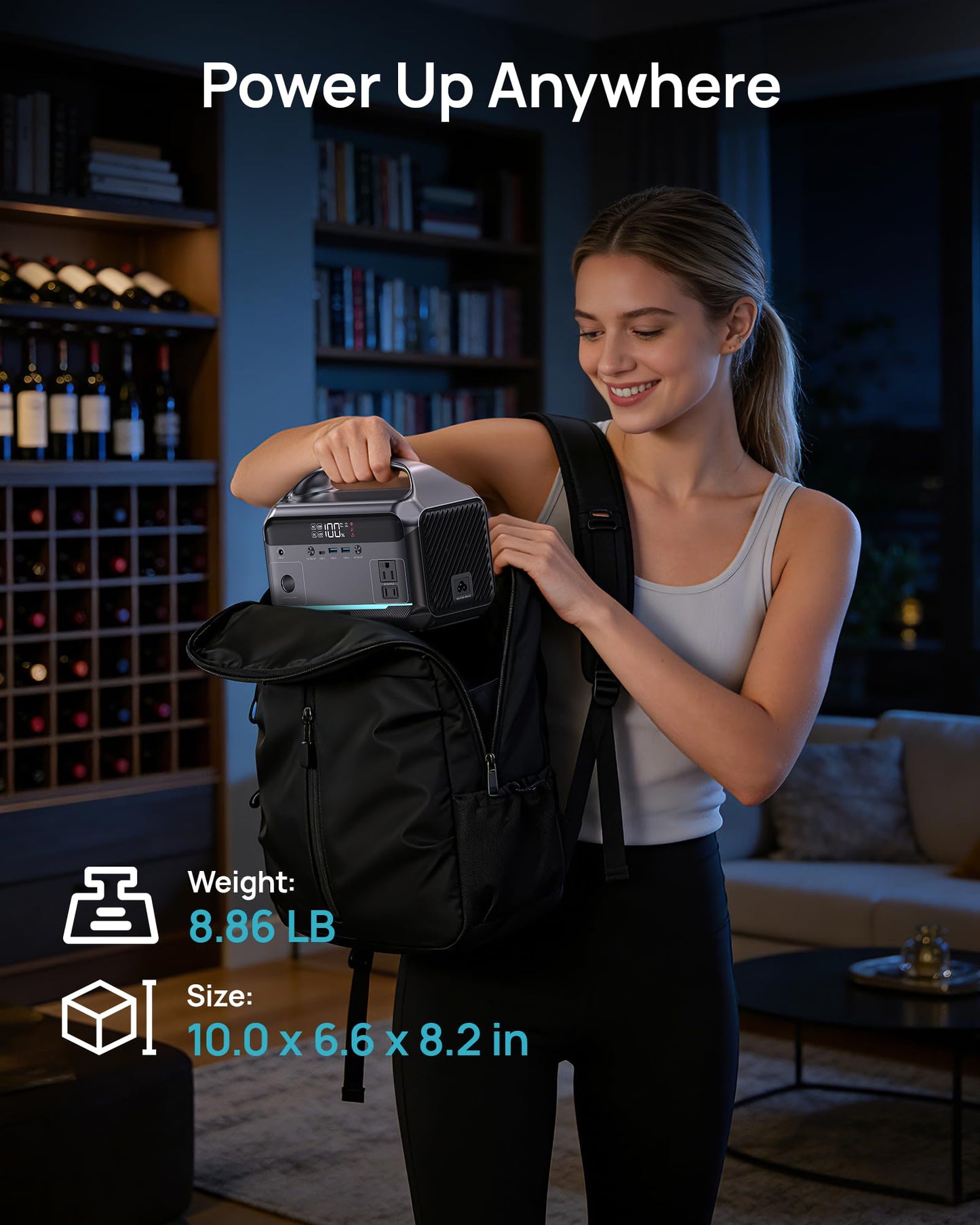 DARAN Portable Power Station 600W (1200W Peak), 288Wh Solar Generator LiFePO4 Battery with AC DC Outlets, 2hrs Fast Charging, 7-Port Design for Emergency, Hurricane (Solar Optional)