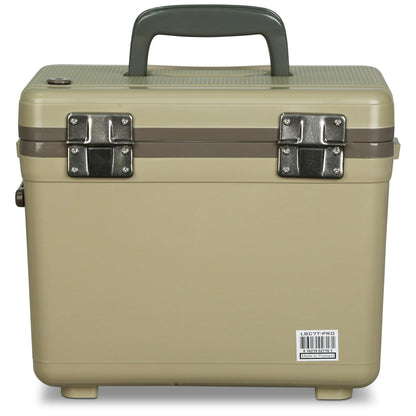 ENGEL 7.5 Quart Live Bait Cooler PRO for Fishing - Portable Minnow and Bait Bucket with Lithium-Ion Rechargeable Aerator - Tan (7.5Qt)