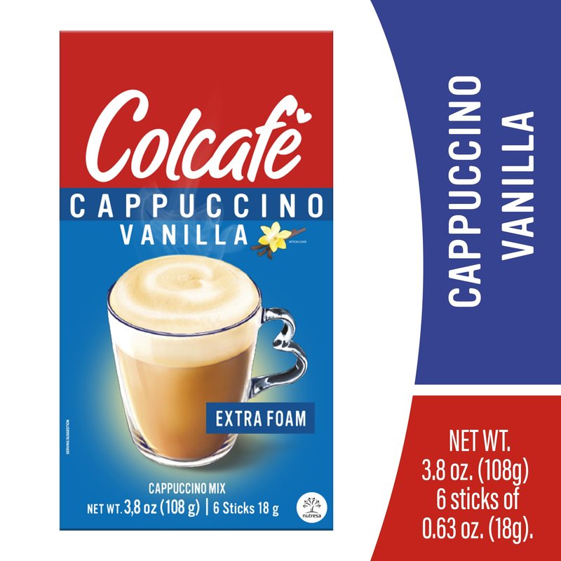 Colcafe Instant French Vanilla Cappuccino, 6 sticks per pack, Pack of 2