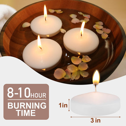 48 Pack White Floating Candles 3 inch Unscented Floating Candles for Centerpieces 8 Hours Long Burn Time-3” Floating Candle Bulk for Wedding Cylinder Vases