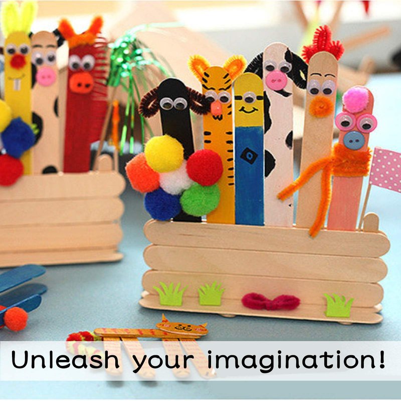 WISYOK 120 Pcs Wood Craft Sticks 5.9 Inch, Ice Cream Sticks, Jumbo Sticks, Popsicle Sticks, Ideal for Building Model, Kids Handicraft, and Creating Craft Projects