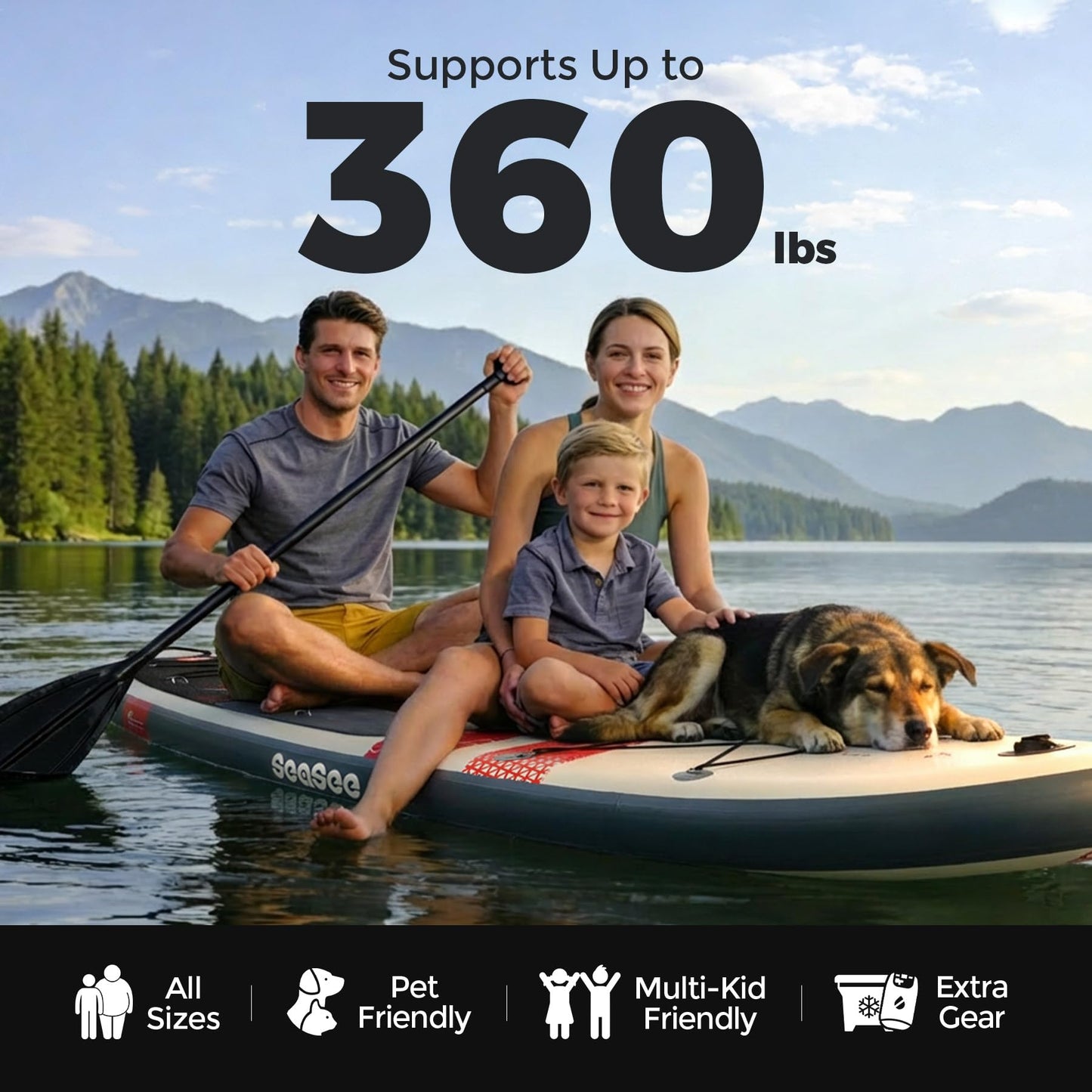 Seaseesup 11ft Inflatable Stand Up Paddle Board for Adults, Lightweight iSUP 33" Wide Stable Design,Anti-Slip EVA Deck, All Accessories Included,Lakes,Rivers,Coastal Paddling (Energy Red)