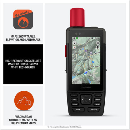 Garmin GPSMAP H1i Plus Rugged Hiking Premium GPS Handheld Navigator with inReach Plus Satellite Technology to Share Text, Photos, Voice Messages, SOS Off-Grid, Long Battery Life, Preloaded Maps Bundle