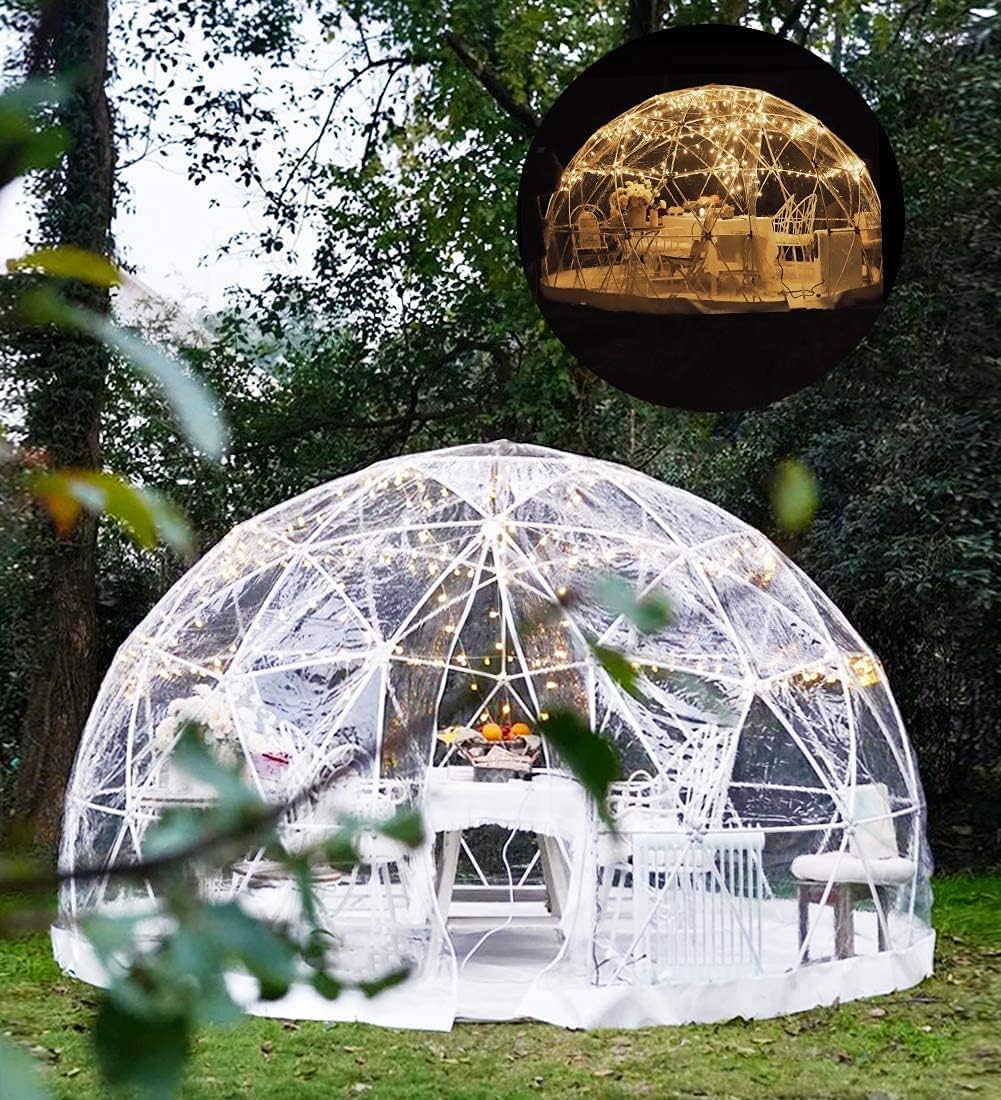 CZGBRO 12FT Garden Dome House, Outdoor Clear Dome Tent Shelter Geodesic Dome 5-7 Person for Backyard Patios, Canopy Gazebos Screen House Room Lean to Greenhouse