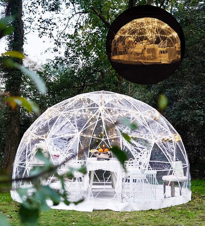 CZGBRO 12FT Garden Dome House, Outdoor Clear Dome Tent Shelter Geodesic Dome 5-7 Person for Backyard Patios, Canopy Gazebos Screen House Room Lean to Greenhouse