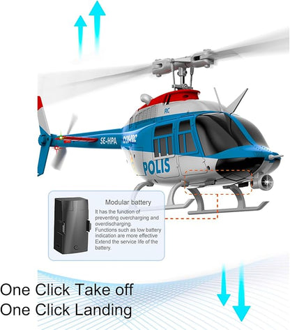 C138Pro 206 Remote Controlled Helicopter for Adults Beginners RC Heli Aileronless 6CH 6-Axis Gyroscope Air Pressure Hold Optical Flow Position Fly Upside Down 3D Rolling RTF 2Batteries