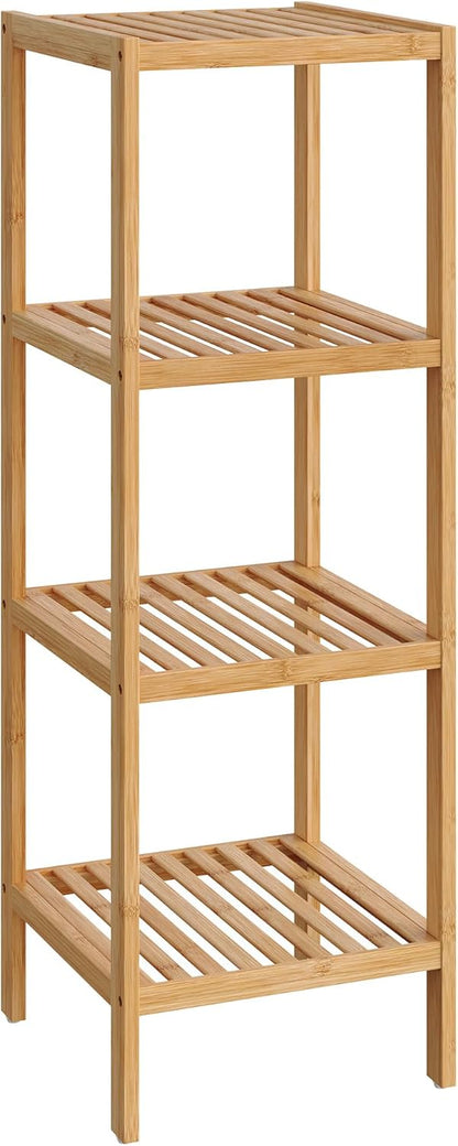 SONGMICS 4-Tier Bamboo Shelf - Versatile Corner Rack for Bathroom, Kitchen, Living Room | Natural UBCB54Y