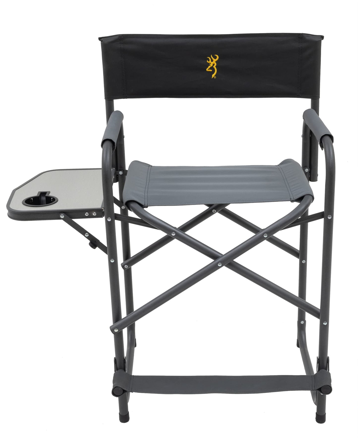 Browning Directors Chair - Outdoor Folding Chairs Made with Durable Fabric and Sturdy Aluminum/Steel Frame, with Extra Tall Seat and Flip-Down Footrest, Plus, Charcoal/Gray