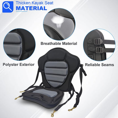Hlogree 2PCS Kayak Seats with Thicken Padded Back Support with Accessories - Fit for Sit On Top,Ocean,Emotion,Lifetime,Perception Kayaks, Canoes & Boats