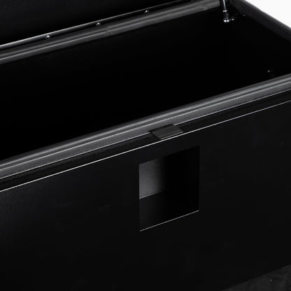 YRCHOFQU 24" x 15" x 15" Heavy Duty Black Steel Truck Bed Tool Box, Trailer Tongue Storage Chest with Weatherproof Seal & Pneumatic Hinge for Pickup, RV, Utility Vehicles